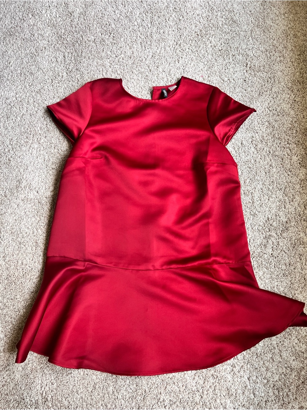 H&M Red Satin Mini Dress with Flared Hem